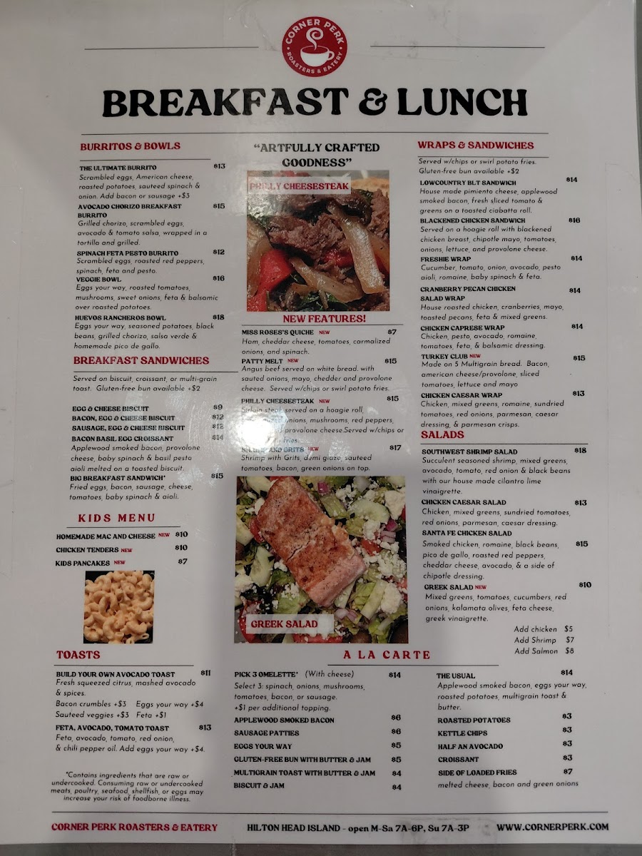 Menu Corner Perk Hilton Head-1